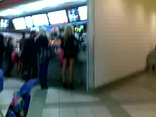 girl with almost no skirt at mcdonald's
